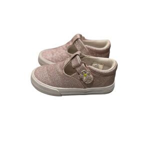 Pink Glitter Kids Shoes with Flower Detail